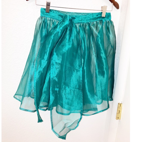 VTG NWOT 1990s GUESS Organza Mini Skirt TURQUOISE SZ: X-Small - Picture 4 of 8